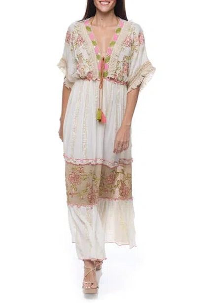 Ranee's Ranees Embellished Cotton Cover-up Maxi Dress In White