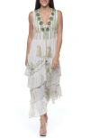 Ranee's Ranees Embellished Cotton Cover-up Maxi Dress In White