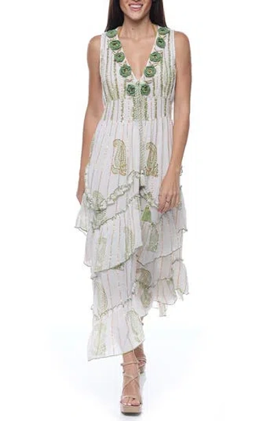 Ranee's Ranees Embellished Cotton Cover-up Maxi Dress In Green