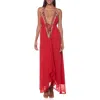 Ranee's Ranees Embellished Cover-up Halter Dress In Red
