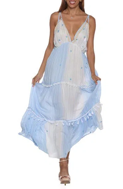 Ranee's Ranees Embellished Cover-up Maxi Dress In Blue