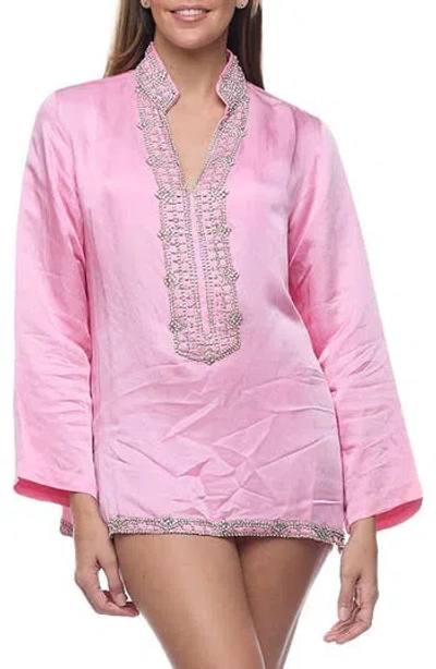 Ranee's Ranees Embellished Long Sleeve Tunic In Pink