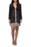 Ranee's Ranees Embellished Long Sleeve Tunic In Black
