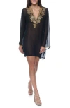 Ranee's Ranees Embellished Long Sleeve Tunic In Black