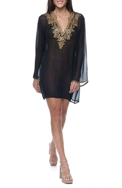 Ranee's Ranees Embellished Long Sleeve Tunic In Black