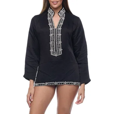 Ranee's Ranees Embellished Long Sleeve Tunic In Black