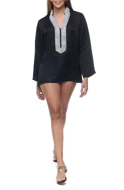 Ranee's Ranees Embellished Long Sleeve Tunic In Black