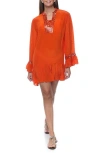 Ranee's Ranees Embellished Long Sleeve Tunic In Orange