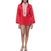 Ranee's Ranees Embellished Long Sleeve Tunic In Red