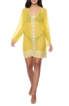 Ranee's Ranees Embellished Long Sleeve Tunic In Yellow