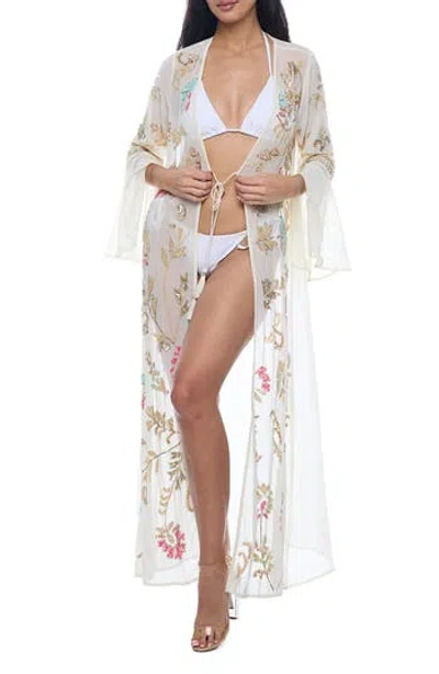 Ranee's Ranees Embellished Longline Cover-up Duster In White