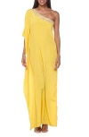 Ranee's Ranees Embellished One-shoulder Cover-up Dress In Yellow