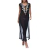 Ranee's Ranees Embellished Sheer Cover-up Dress In Black