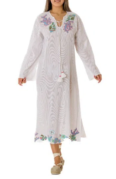 Ranee's Ranees Embroidered Kaftan In Gray