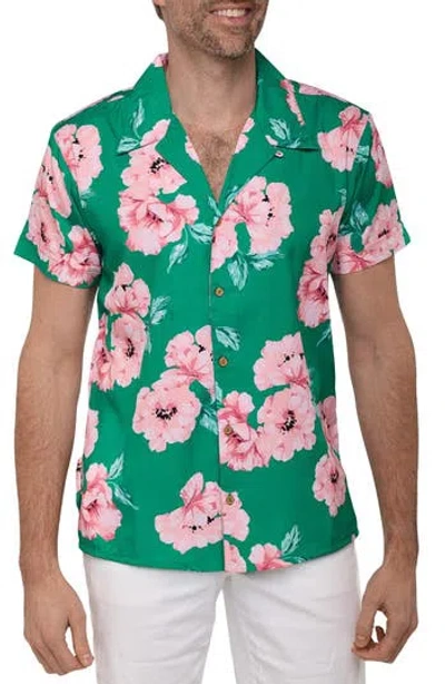 Ranee's Ranees Extra Trim Fit Camp Shirt In Green