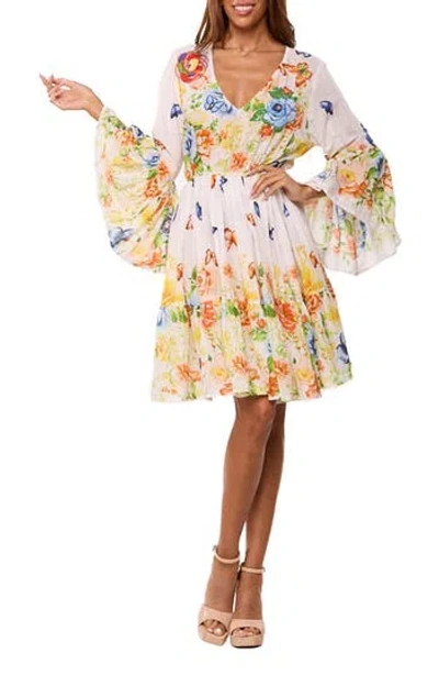 Ranee's Ranees Floral Bell Sleeve Minidress In Multi
