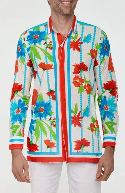 Ranee's Ranees Floral Button-up Resort Shirt In White