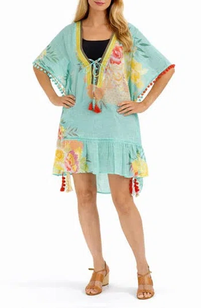 Ranee's Ranees Floral Cotton Cover-up In Blue
