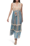 Ranee's Ranees Floral Cotton Sundress In Blue