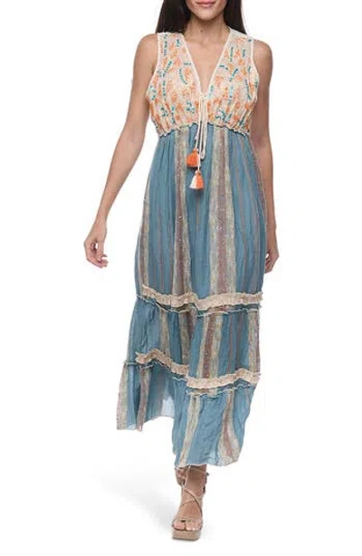 Ranee's Ranees Floral Cotton Sundress In Blue