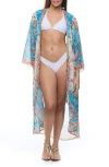 Ranee's Ranees Floral Cover-up Duster In Blue