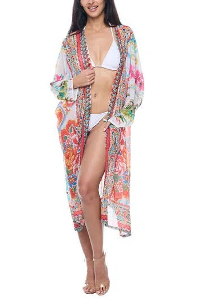 Ranee's Ranees Floral Cover-up Duster In White