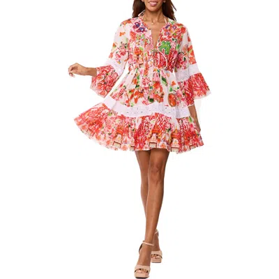Ranee's Ranees Floral Lace Tiered Minidress In Multi