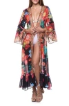 Ranee's Ranees Floral Ruffle Duster In Black