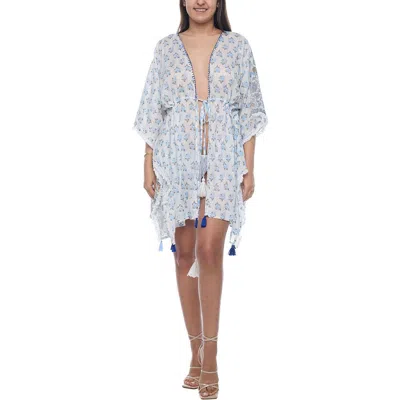 Ranee's Ranees Floral Tassel Trim Cover-up In White
