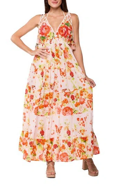 Ranee's Ranees Floral Tiered Maxi Dress In Multi