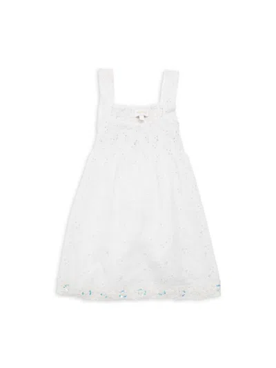 Ranee's Kids' Girl's Floral Eyelet Fringed Tiered Dress In White