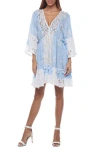 Ranee's Ranees Lace Bell Sleeve Minidress In Blue