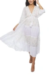 Ranee's Ranees Lace Long Sleeve Cotton Cover-up Dress In White