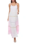 Ranee's Ranees Lace Tiered Maxi Sundress In Light Pink/white