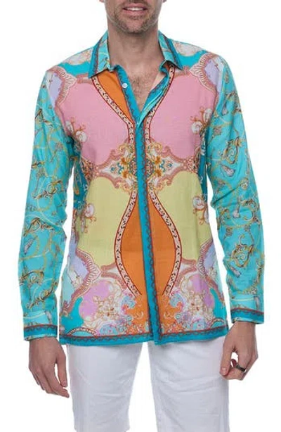 Ranee's Ranees Linen & Cotton Long Sleeve Resort Shirt In Multi