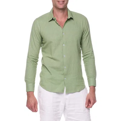 Ranee's Ranees Linen Sport Shirt In Sage Green