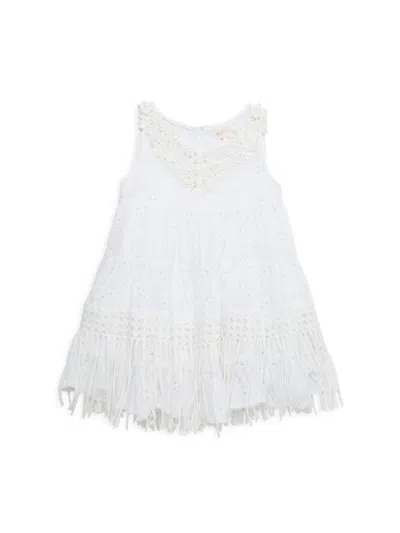 Ranee's Kids' Little Girl's & Girl's Floral Eyelet Fringed Tiered Dress In White