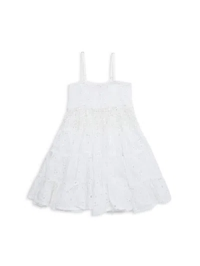 Ranee's Kids' Little Girl's & Girl's Floral Eyelet Shirred Tiered Dress In White