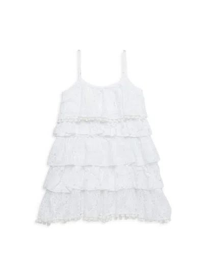 Ranee's Kids' Little Girl's & Girl's Tiered Pom Lace Dress In White