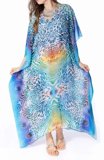 Ranee's Ranees Long Caftan In Blue