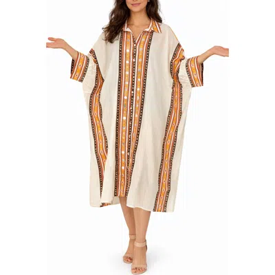 Ranee's Ranees Long Cotton  Cover-up In Neutral