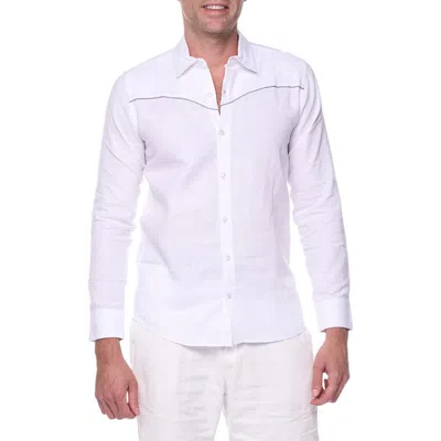 Ranee's Ranees Long Sleeve Linen Blend Resort Shirt In White
