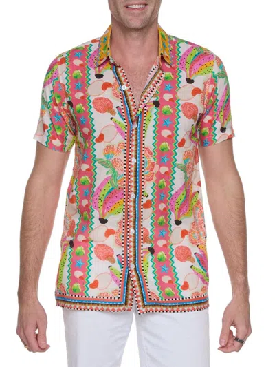 Ranee's Men's Banana Breeze Camp Shirt In Pink