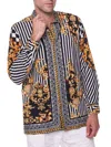 Ranee's Men's Linen Blend Button Up Shirt In Black