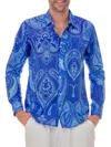 Shop Ranee's Men's Print Linen Blend Shirt In Lavender