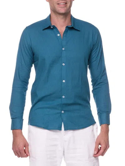 Ranee's Men's Sailing Slim Fit Shirt In Teal