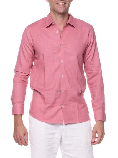 Ranee's Men's Slim Fit Cotton Shirt In Pink
