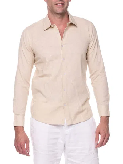 Ranee's Men's Slim Fit Linen Blend Shirt In Natural