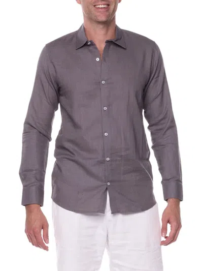 Ranee's Men's Slim Fit Long Sleeve Shirt In Steel Grey