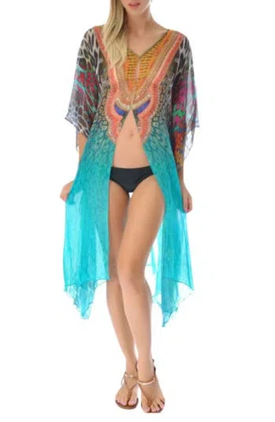 Ranee's Ranees Mixed Print Duster In Purple